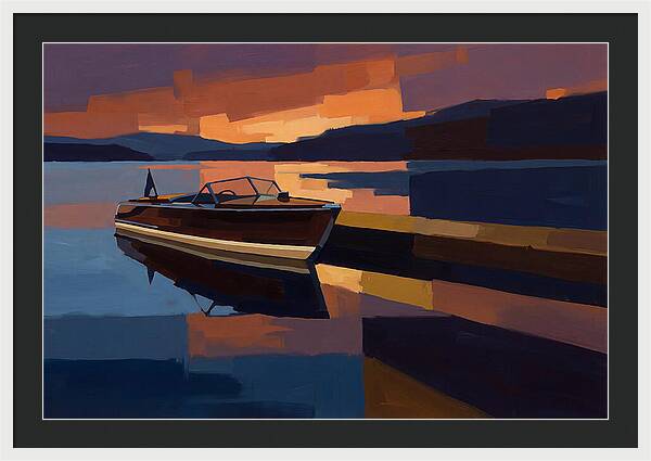 Vintage Wooden Boat At Sunset