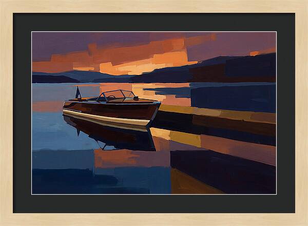 Vintage Wooden Boat At Sunset