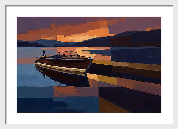 Vintage Wooden Boat At Sunset