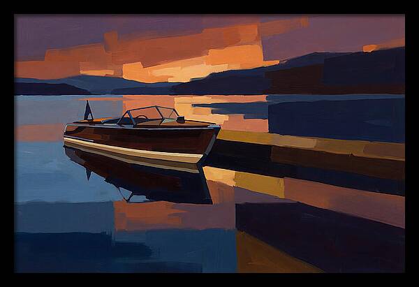 Vintage Wooden Boat At Sunset