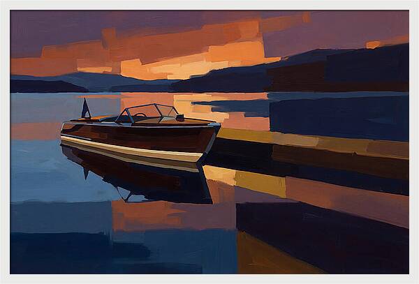 Vintage Wooden Boat At Sunset