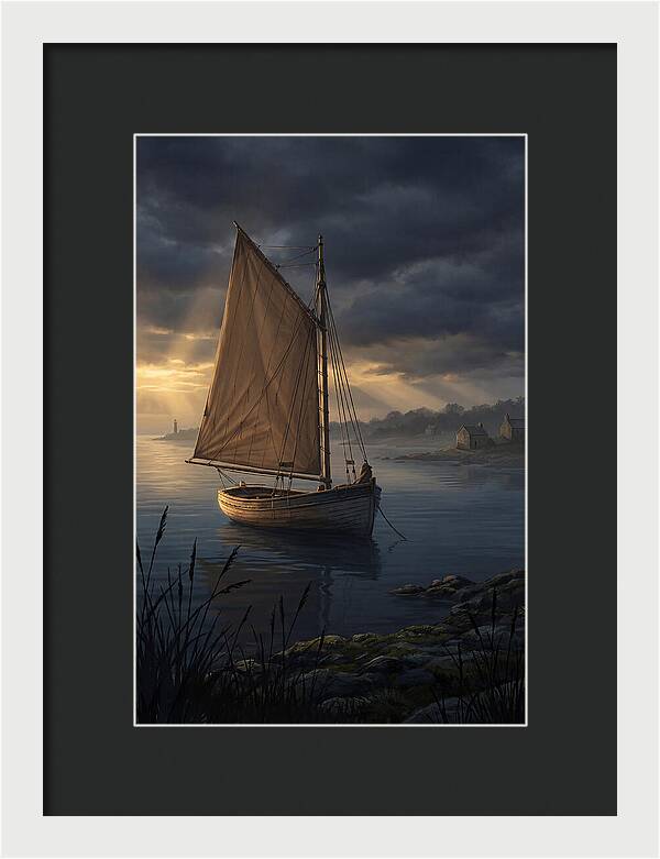 Vintage Wooden Catboat At Dusk