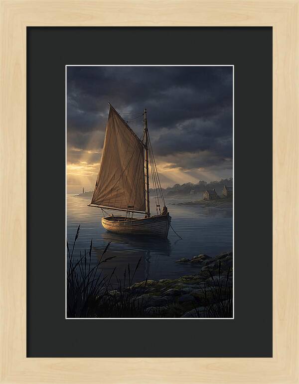 Vintage Wooden Catboat At Dusk