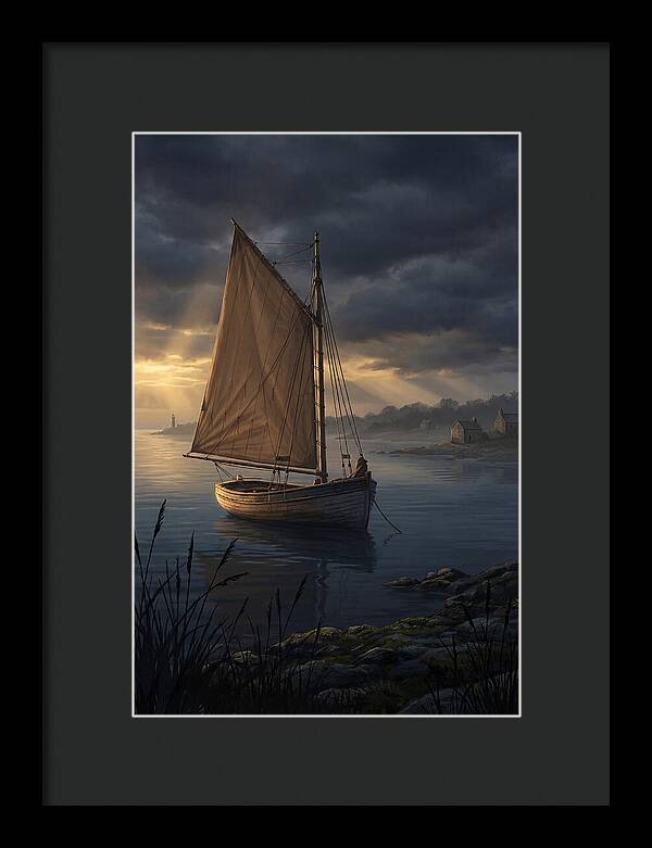 Vintage Wooden Catboat At Dusk