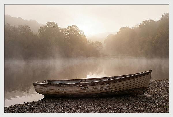 Vintage Wooden Rowboat At Dawn