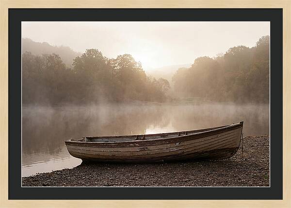 Vintage Wooden Rowboat At Dawn