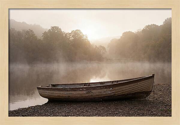 Vintage Wooden Rowboat At Dawn