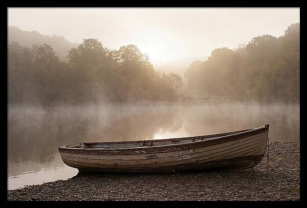 Vintage Wooden Rowboat At Dawn