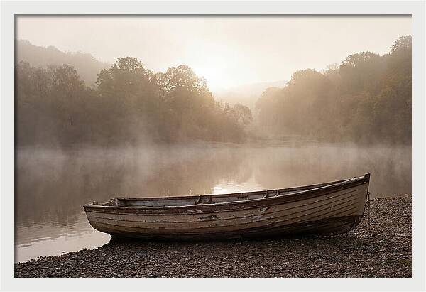 Vintage Wooden Rowboat At Dawn