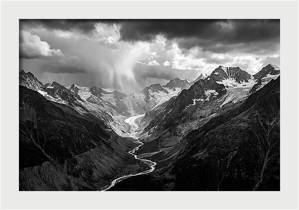 Vintgar Gorge Vista In Black And White