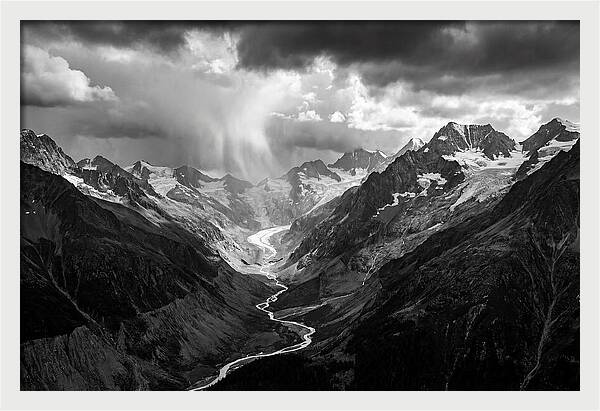 Vintgar Gorge Vista In Black And White