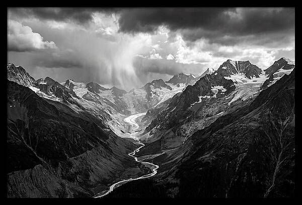 Vintgar Gorge Vista In Black And White