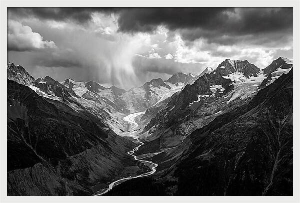 Vintgar Gorge Vista In Black And White