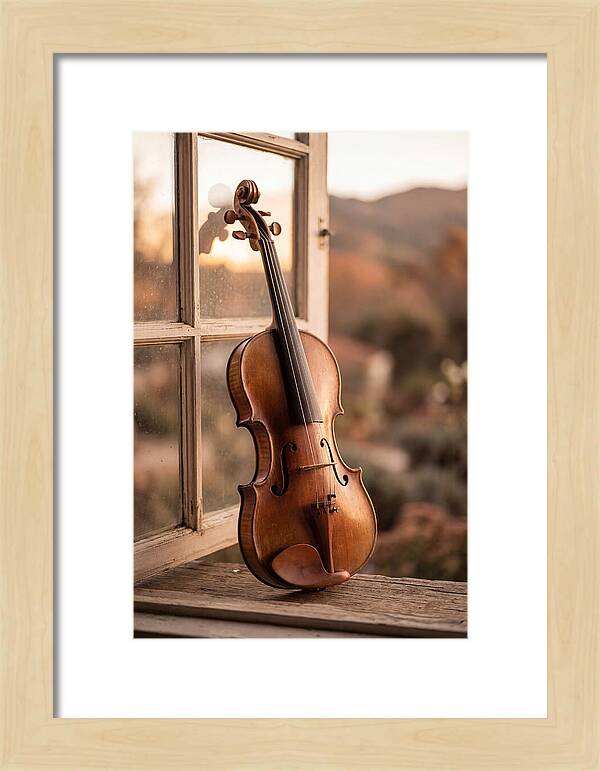 Violin Resting Against Window