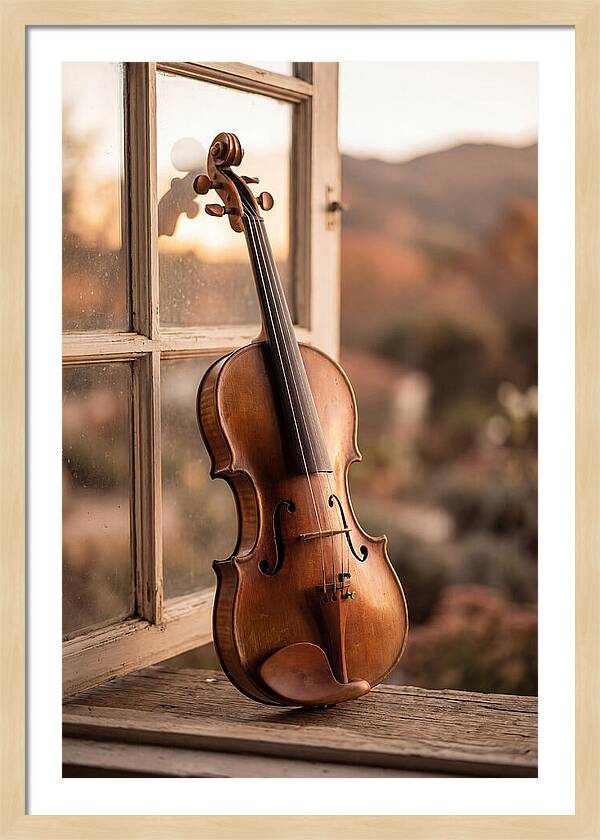 Violin Resting Against Window