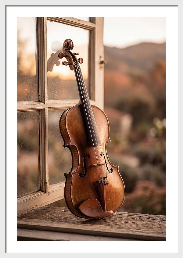 Violin Resting Against Window