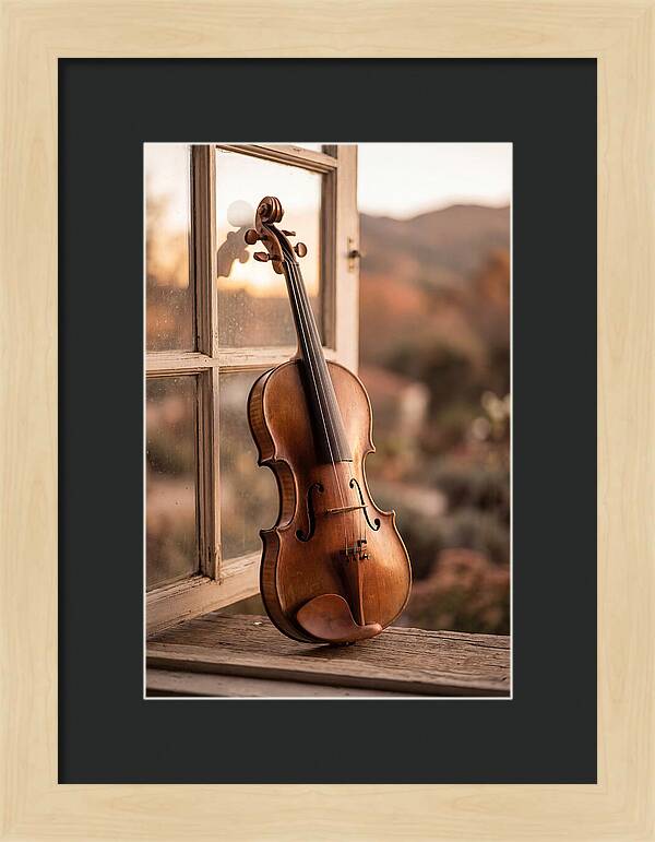 Violin Resting Against Window
