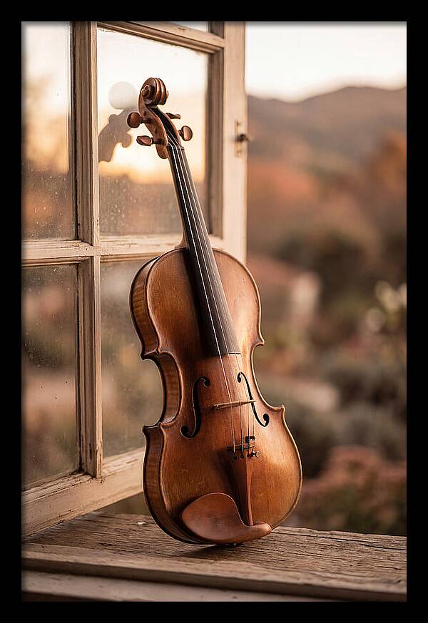 Violin Resting Against Window