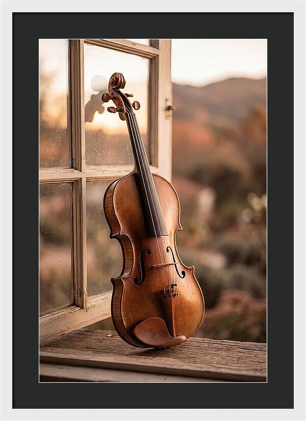 Violin Resting Against Window