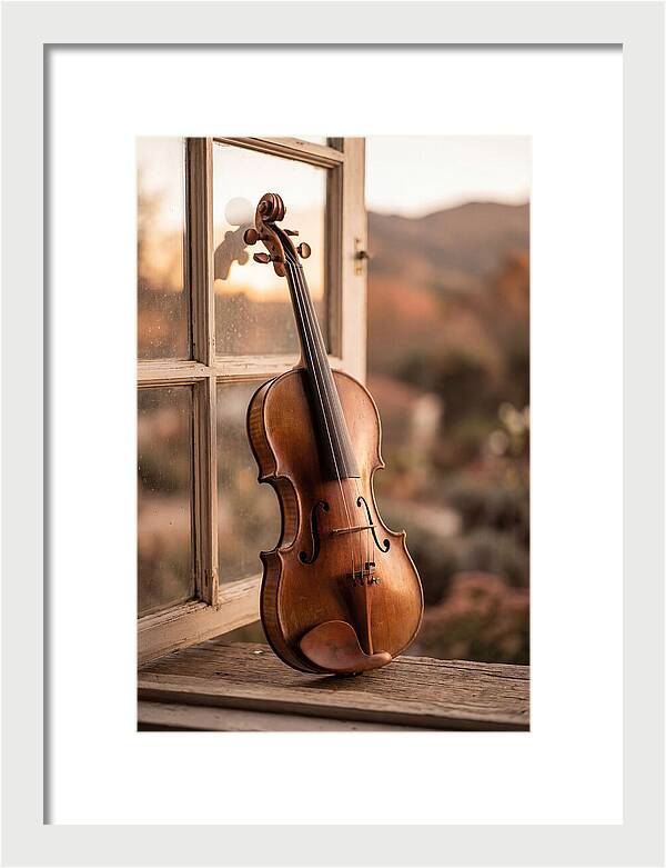 Violin Resting Against Window