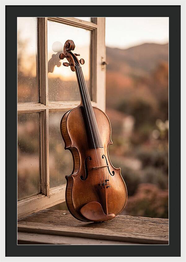Violin Resting Against Window