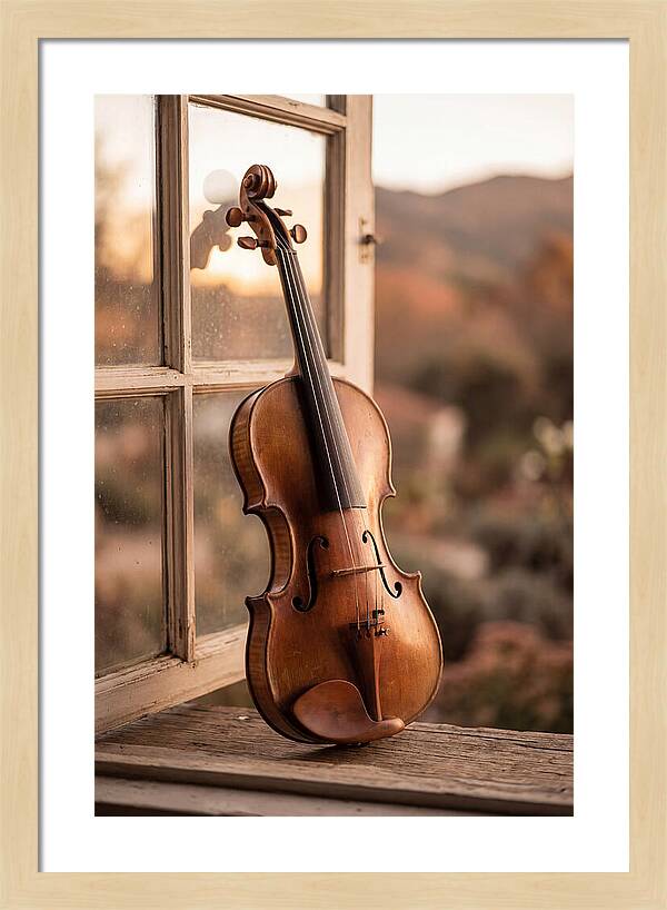 Violin Resting Against Window