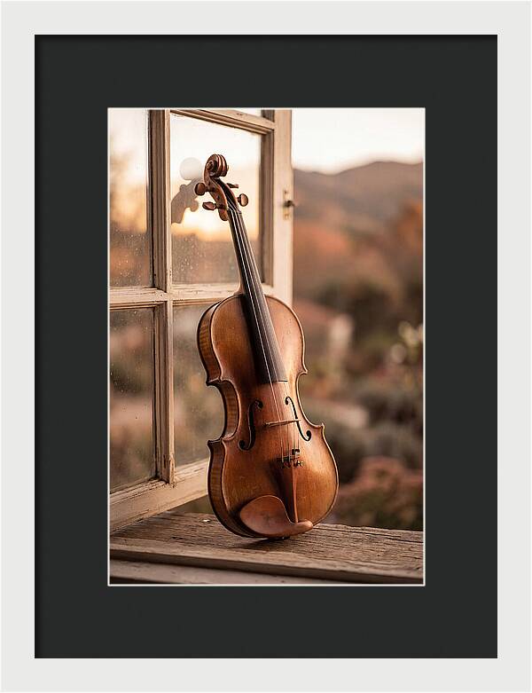 Violin Resting Against Window