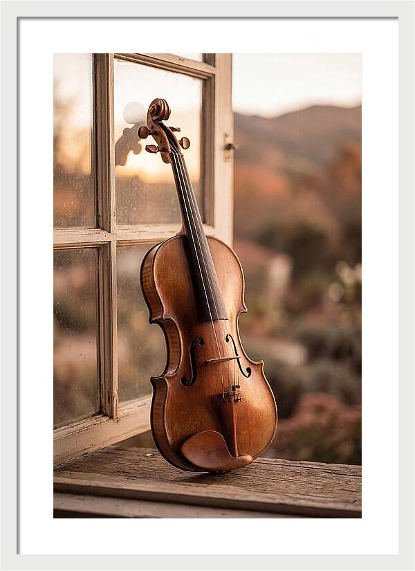Violin Resting Against Window