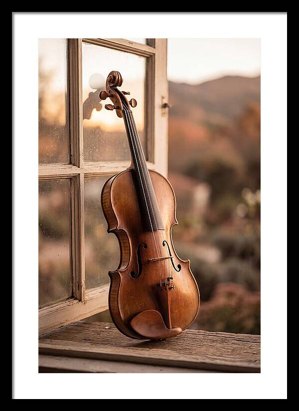Violin Resting Against Window