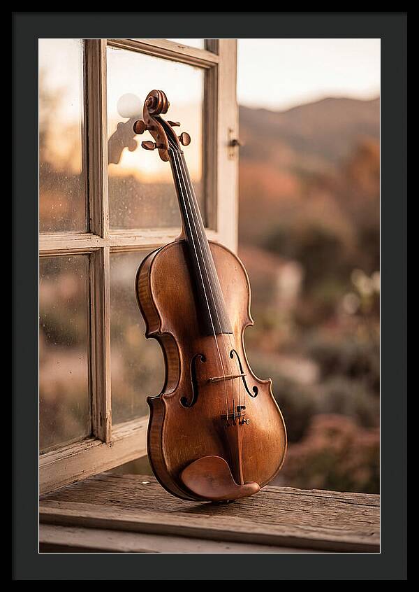 Violin Resting Against Window