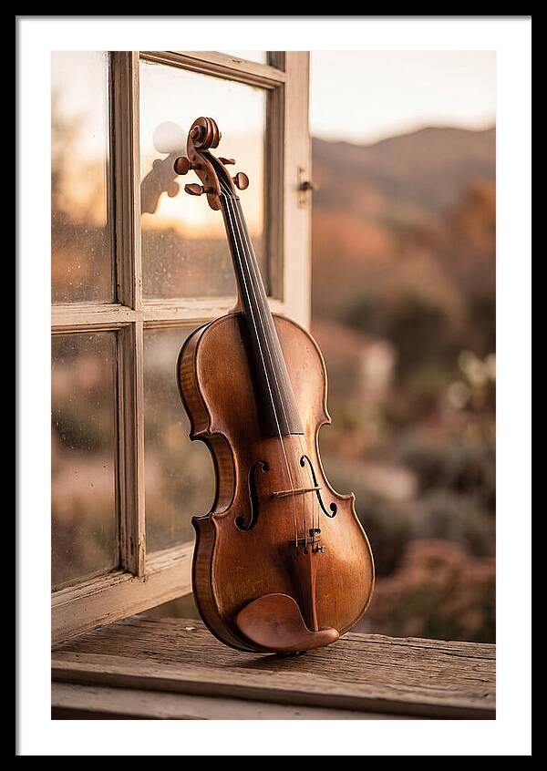 Violin Resting Against Window