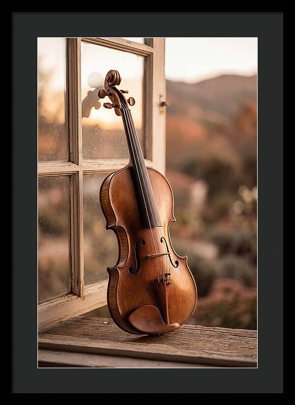 Violin Resting Against Window