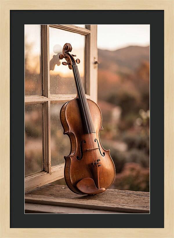 Violin Resting Against Window