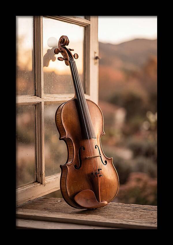 Violin Resting Against Window