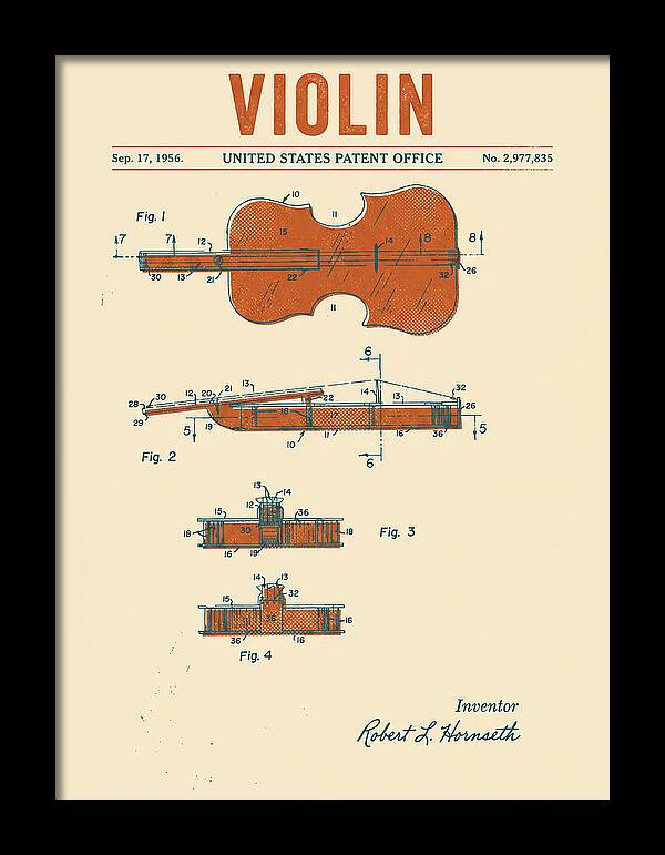 Violin Retro Patent Us2977835a