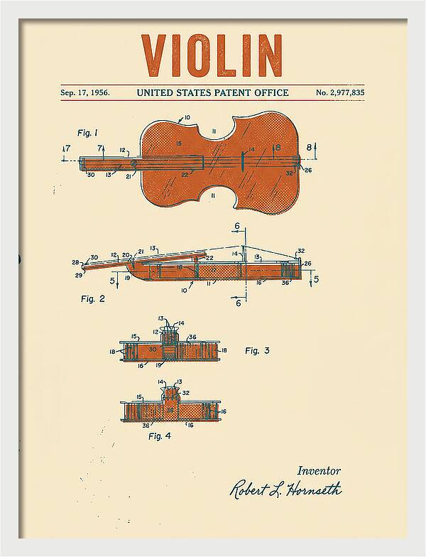 Violin Retro Patent Us2977835a