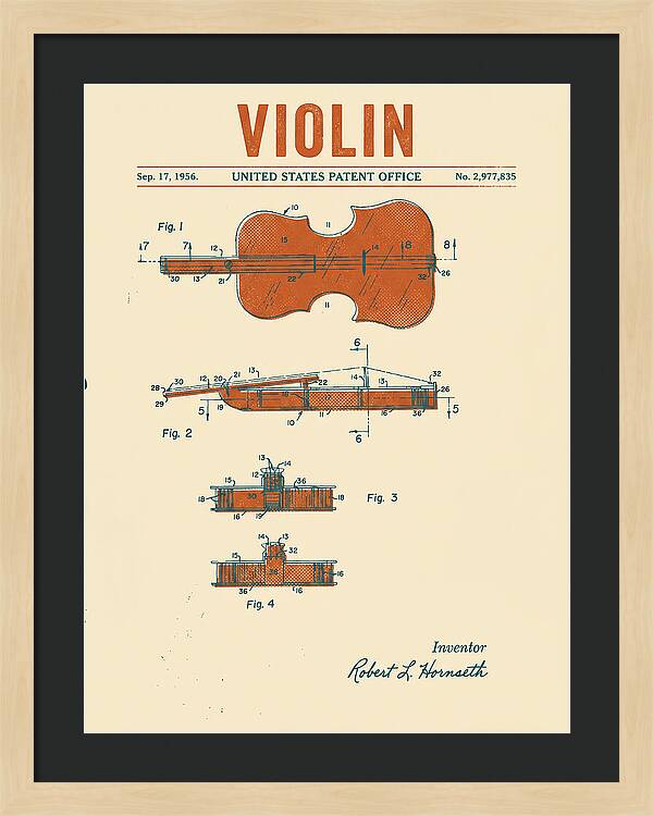 Violin Retro Patent Us2977835a