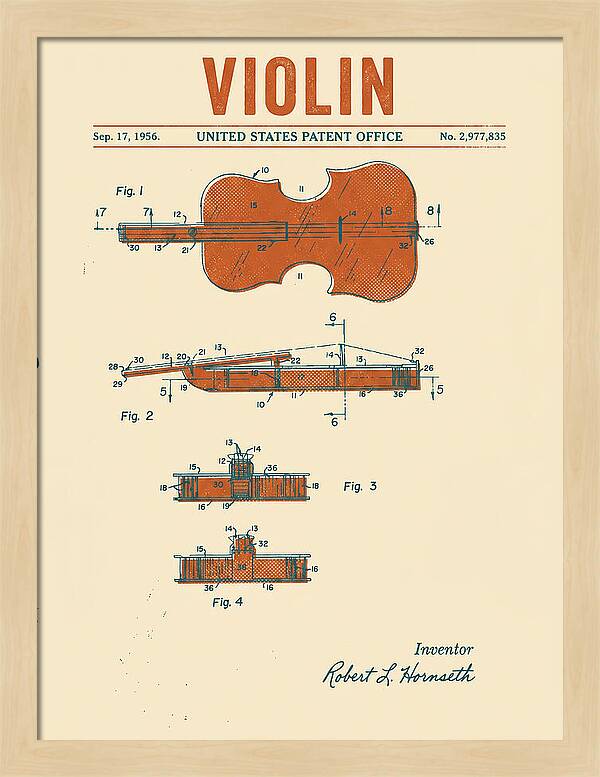 Violin Retro Patent Us2977835a