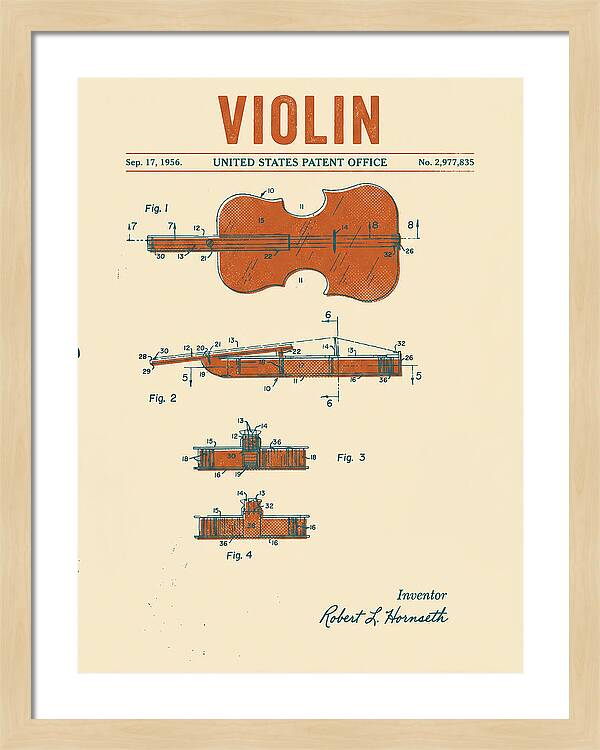 Violin Retro Patent Us2977835a