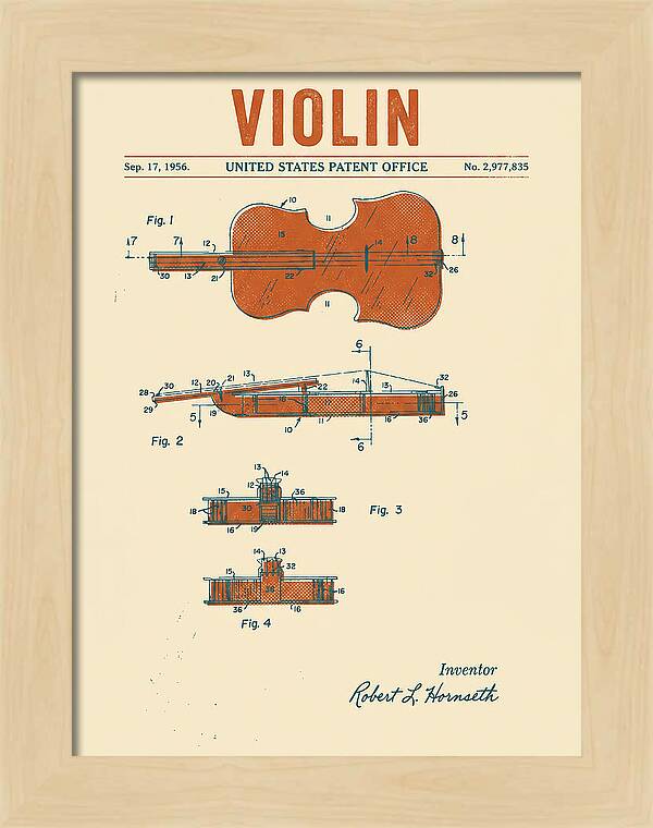 Violin Retro Patent Us2977835a