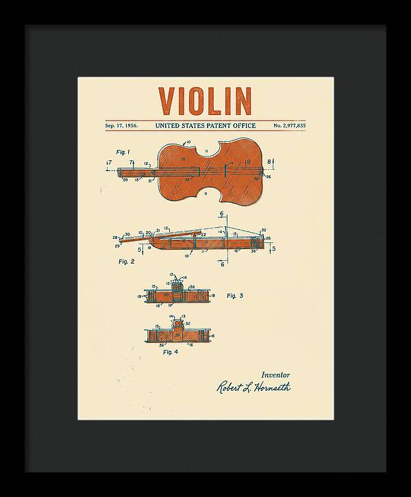 Violin Retro Patent Us2977835a