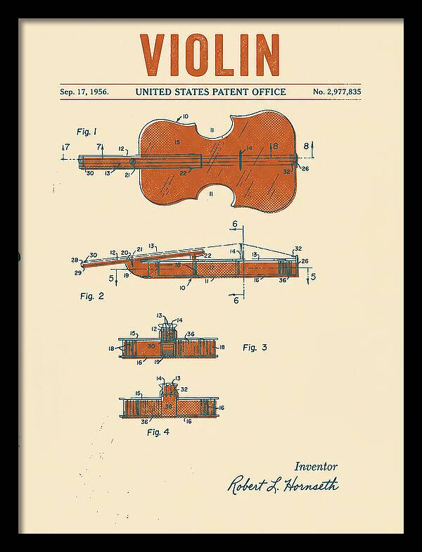 Violin Retro Patent Us2977835a