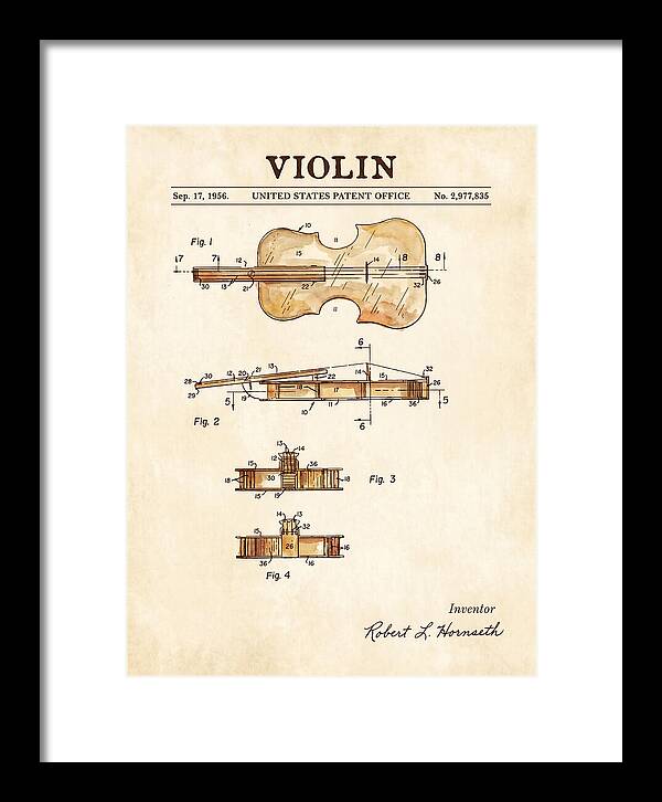 Violin Watercolor Patent Us2977835a
