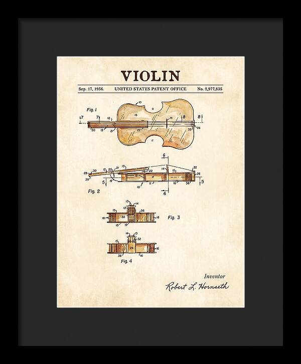 Violin Watercolor Patent Us2977835a
