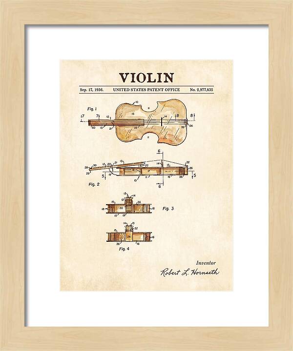 Violin Watercolor Patent Us2977835a