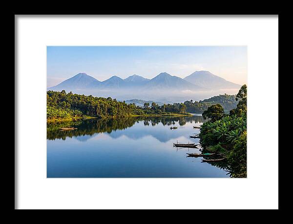 Virunga Mountains Reflected In Lake Kivu