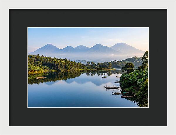 Virunga Mountains Reflected In Lake Kivu