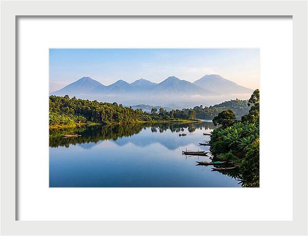 Virunga Mountains Reflected In Lake Kivu