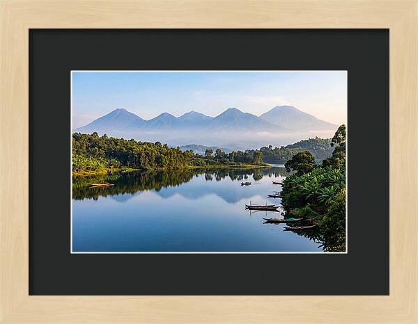 Virunga Mountains Reflected In Lake Kivu