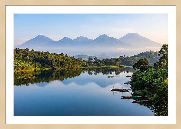 Virunga Mountains Reflected In Lake Kivu